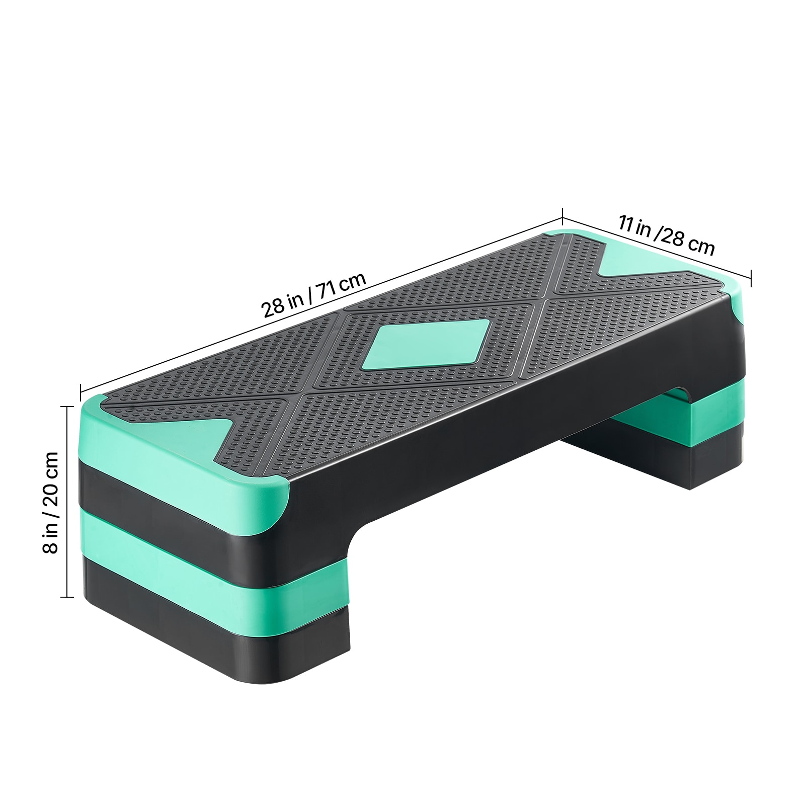 Aerobic Exercise Step Platform Height Adjustable Workout Stepper 4 Riser Green_voghion.com